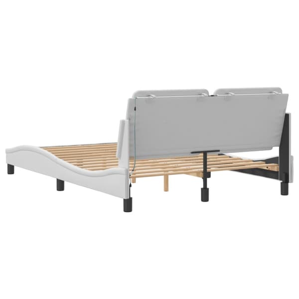 Bed Frame with LED without Mattress "Zadar" White 140x200 cm