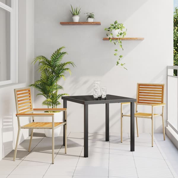 Trädgårds stapelbara stolar 2 pcs Brun och beige