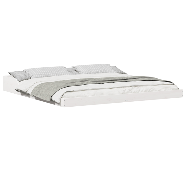 Sängram Vit 200 x 210 cm Massiv furu