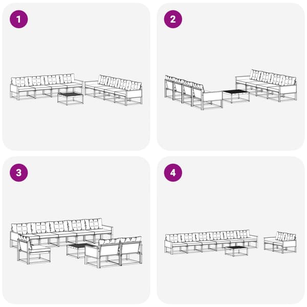 Utomhussoffset med kudde 9 pcs Naturlig och Grädde