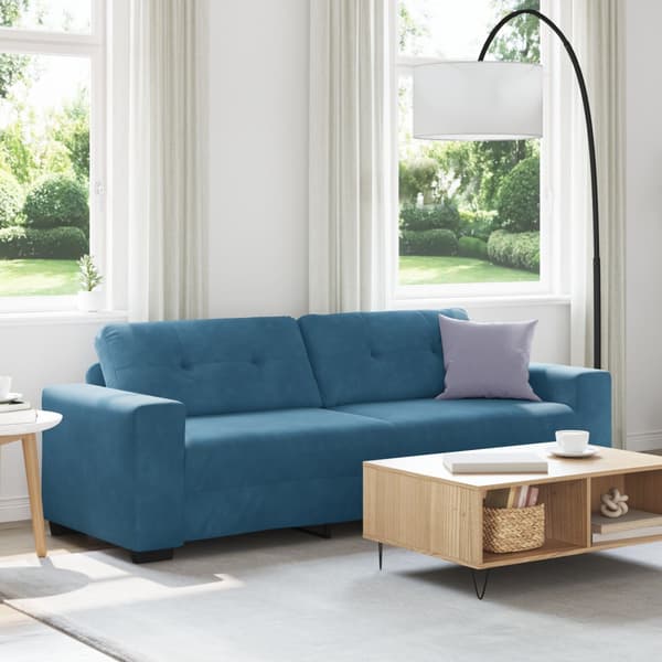 3-Sits soffa Blå 220 cm Sammet