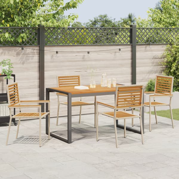 Trädgårdsmöbelset 5 pcs Beige och brun konstrotting