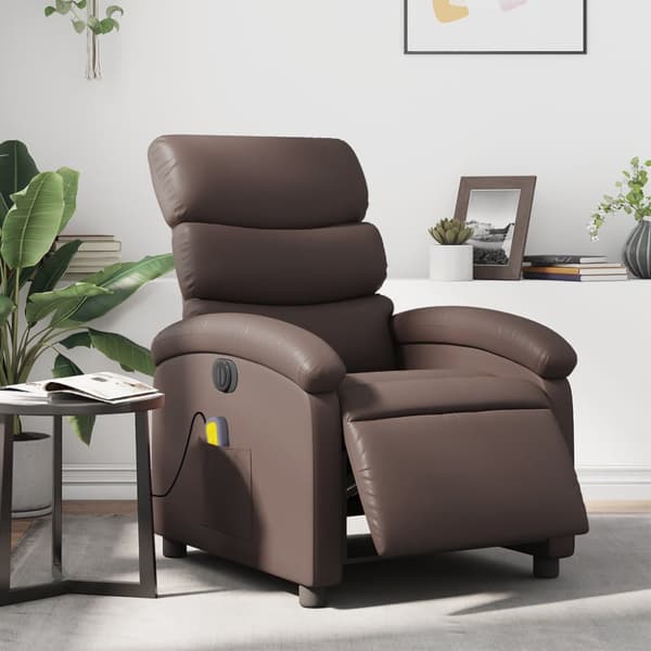 Elektrisk massagefåtölj brun konstläder