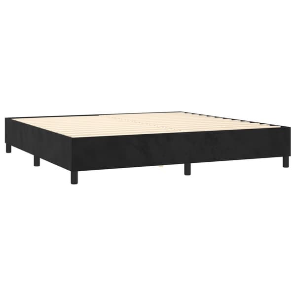 Ramsäng med madrass svart 200x200 cm sammet