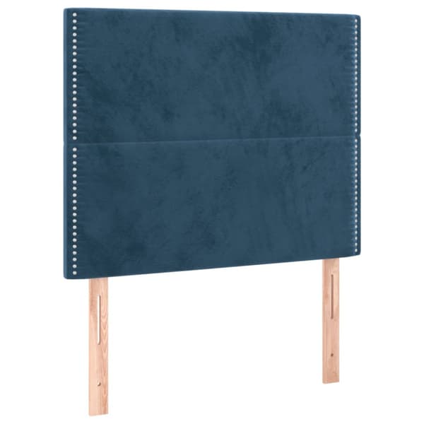 Sänggavel mörkblå 100x5x118/128 cm sammet