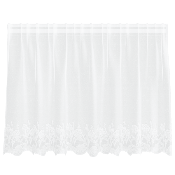 Spetsgardin med gardiner Blommor Vit 100 x 200 cm Polyester
