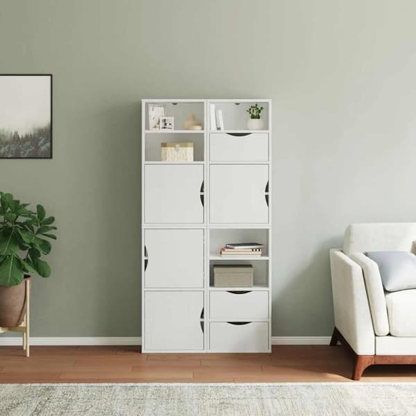 Sidoskåp 4 st "ODDA" vit 40x24x79 cm massiv trä furu