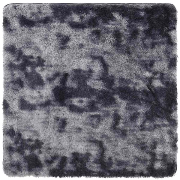 Ryamatta med lång lugg NAVARRA mörkgrå 160x160 cm polyester