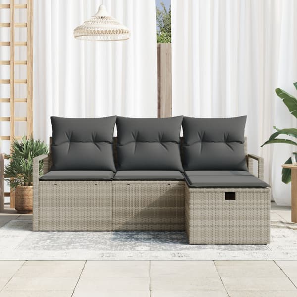 Soffset 4 st 4-Antal sittplatser Ljusgrå konstrotting