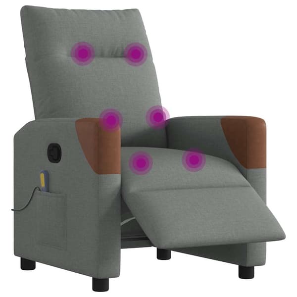 Elektrisk massagefåtölj mörkgrå tyg
