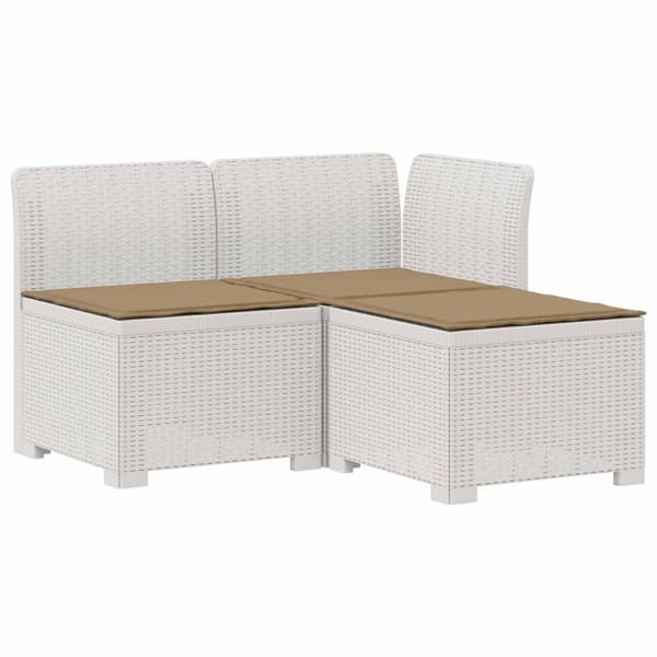 3-sits trädgårdsoffa med kuddar Rattan-look PP Vit