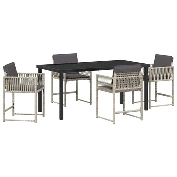 Trädgårdsmöbelset 5 pcs Ljusgrå konstrotting