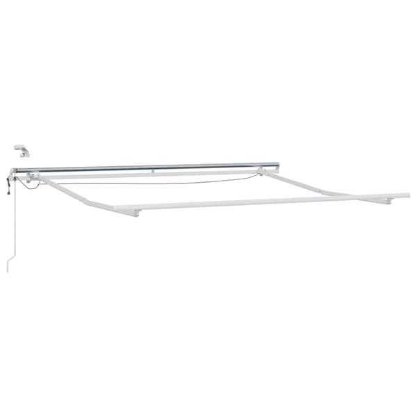 Utfällbar markis Ljusgrå och vit. 600 × 300 cm