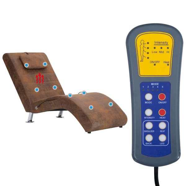Massageschäslong med kudde brun konstmocka