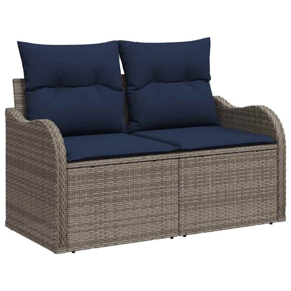 Trädgårdsoffset 8 st Grå Poly rattan