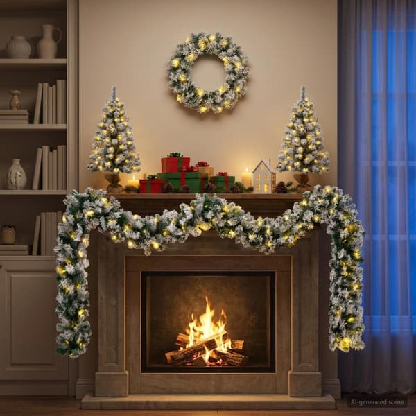 Mini-julgransset 60 cm 125 LED-lampor Varmvit PVC Grön och Vit