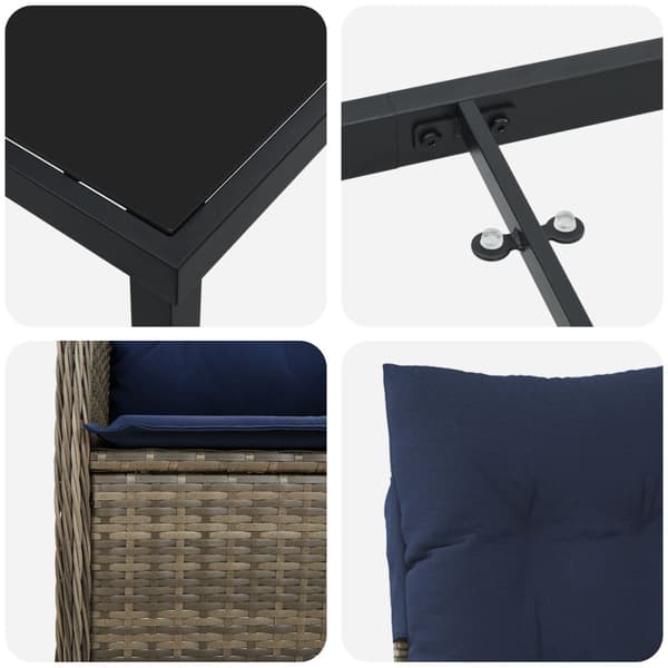 Trädgårdsmöbelset 7 pcs Svart konstrotting