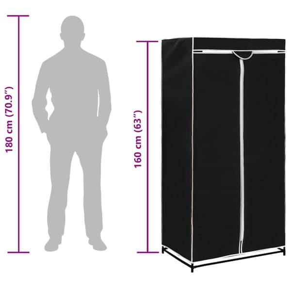 Garderober 2 st svart 75x50x160 cm