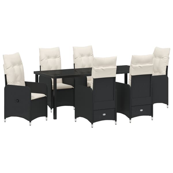 Trädgårdsmöbelset 7 pcs Svart konstrotting
