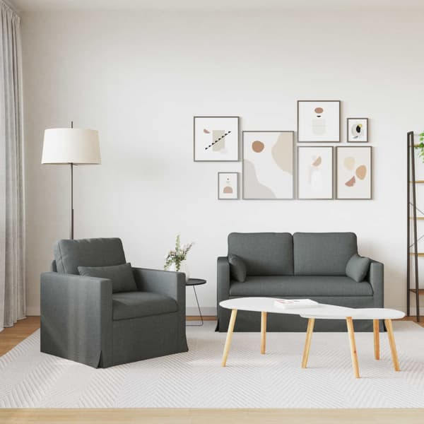 Soffset 2 pcs Mörkgrå 139 x 78 x 80 cm tyg