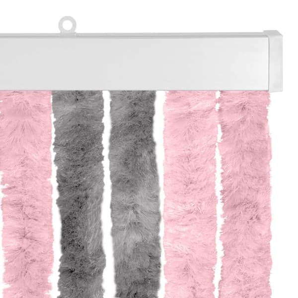 Insektsgardin Chenille Silvergrå och Rosa 56 x 185 cm 100% PP