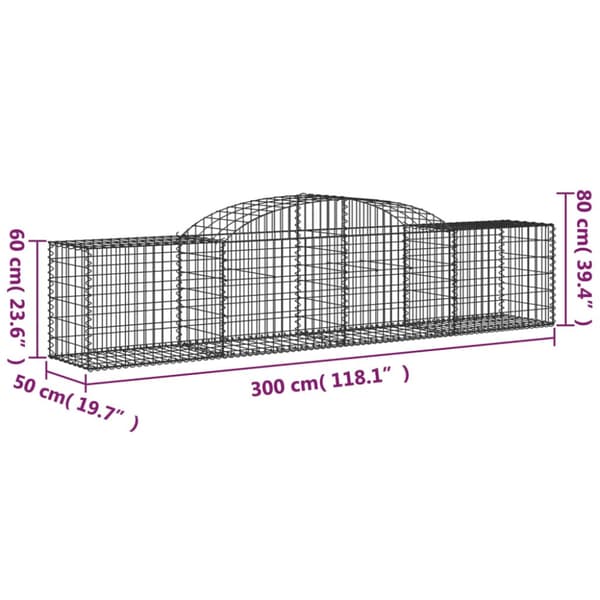 Gabioner bågformade 12 st 300x50x60/80 cm galvaniserat järn