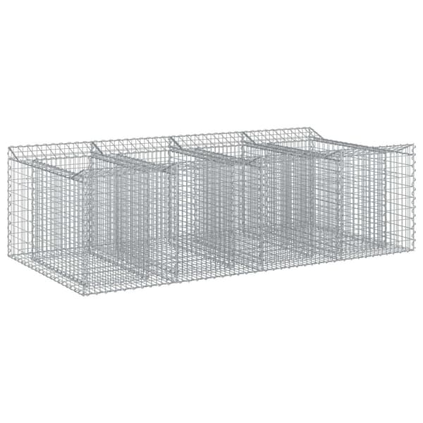 Gabion upphöjd säng 2 pcs Silver