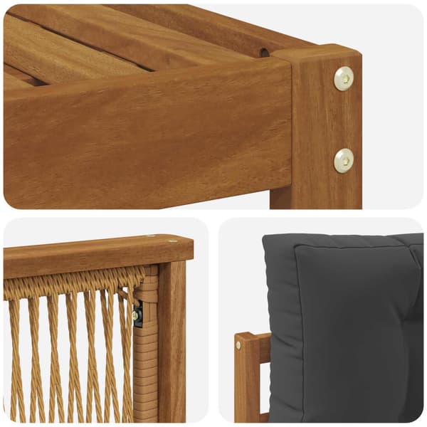 Utomhussoffset med kudde 6 pcs Naturlig och Antracit