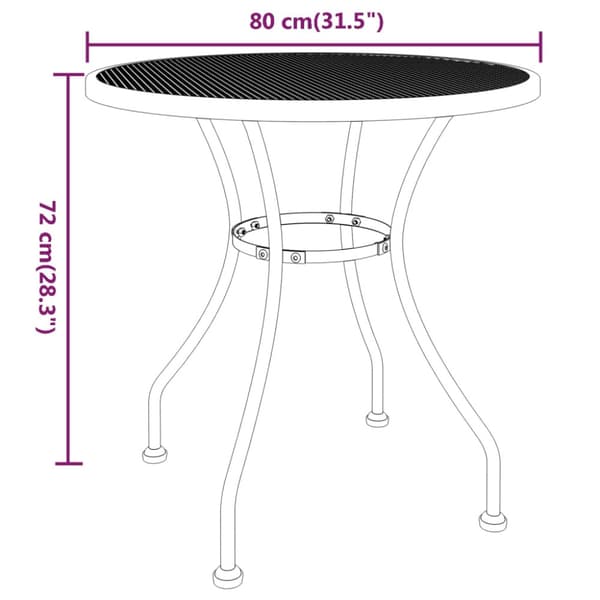 Trädgårdsbord Ø80x72 cm sträckmetall antracit