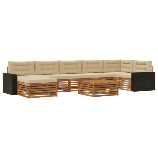 Utomhussoffset med kudde 8 pcs Naturlig och Beige