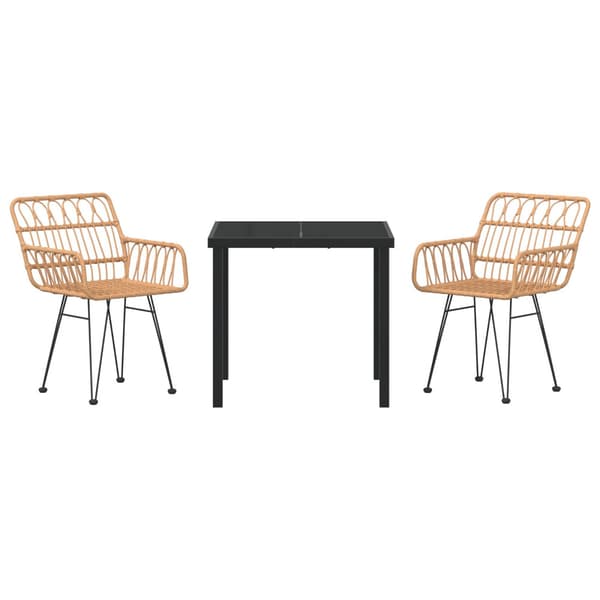 Trädgårdsmöbelset 3 pcs Brun Pulverlackerat stål