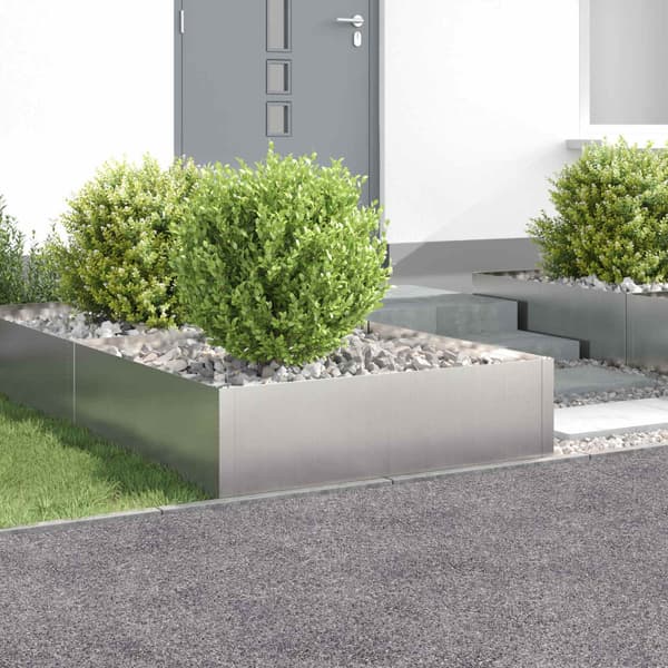 Kant för gräsmatta 4 st 100 x 100 x 35 cm Stål Silver