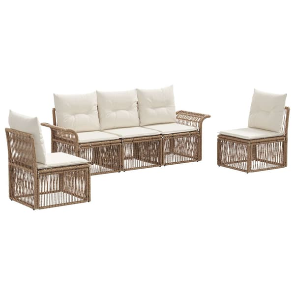 Trädgårdsoffset 5 pcs Beige konstrotting