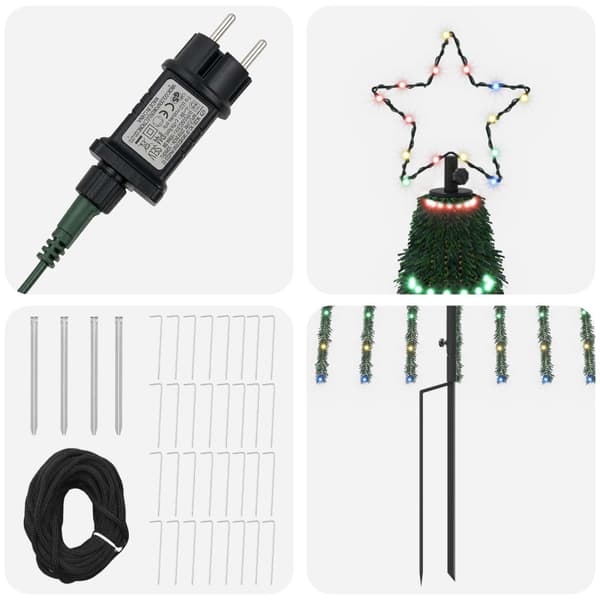 LED Julgran 500 cm 1524 LED-lampor Mångfärgad Stål Svart