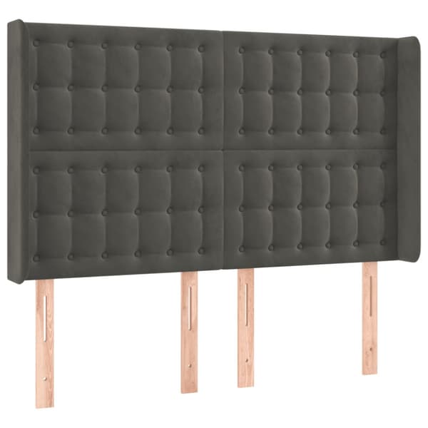Ramsäng med madrass & LED mörkgrå 140x200 cm sammet