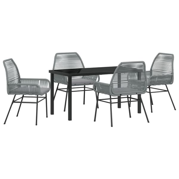 Trädgårdsmöbelset med kudde 5 pcs Grå konstrotting