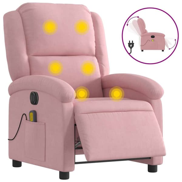 Elektrisk massagefåtölj rosa sammet