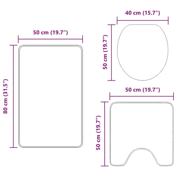 Antisklid badmatta set 3 pcs Mörkgrå PP