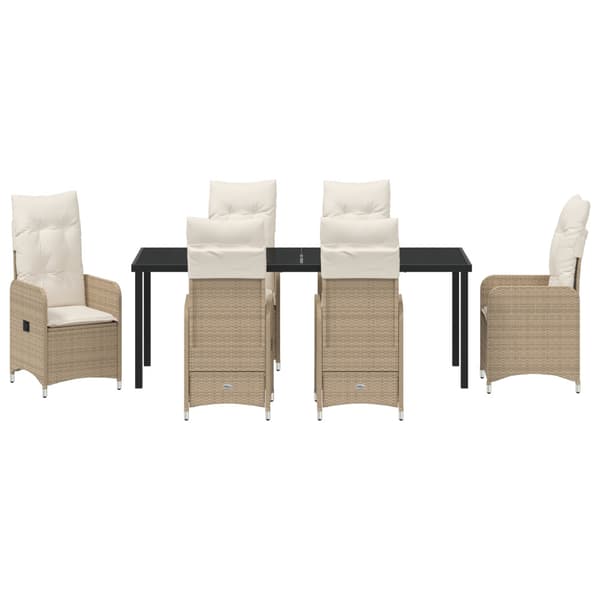 Trädgårdsmöbelset 7 pcs Beige konstrotting