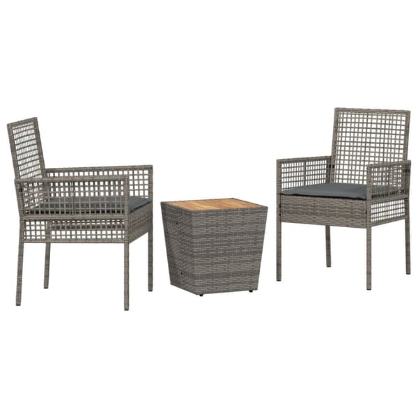 Trädgårds Bistro Set 3 pcs Grå konstrotting
