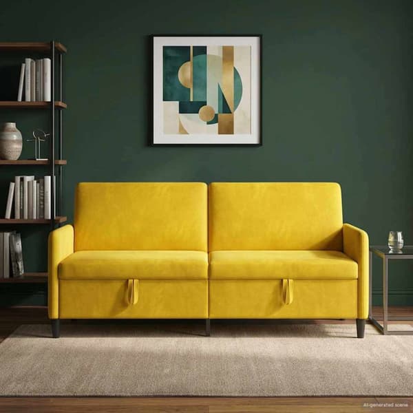 Soffa med förvaring Gul 192 x 78 x 87 cm Polyester