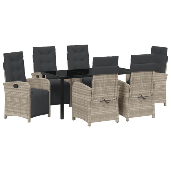 Trädgårdsmöbelset med kudde 7 pcs Ljusgrå konstrotting