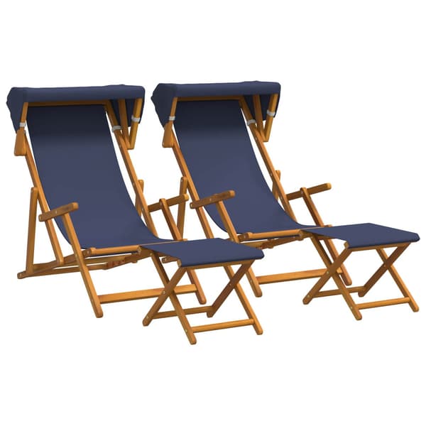 Deck Chair 4 st 3 Position Massiv Eukalyptus Trä Blå