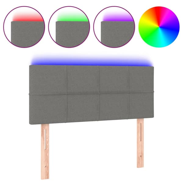 Sänggavel LED mörkgrå 80x5x78/88 cm tyg