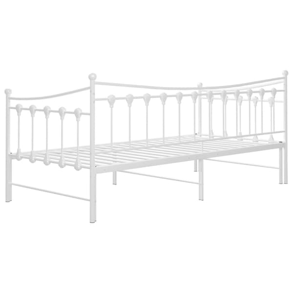 Utdragbar sängram bäddsoffa vit metall 90x200 cm