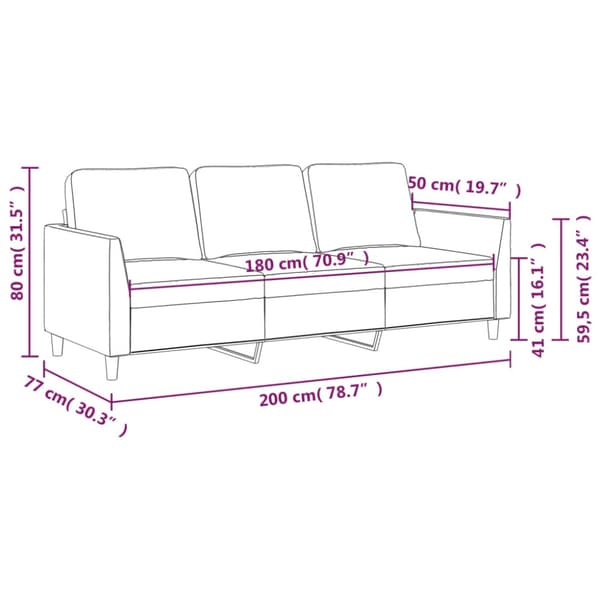 3-sitssoffa svart 180 cm konstläder
