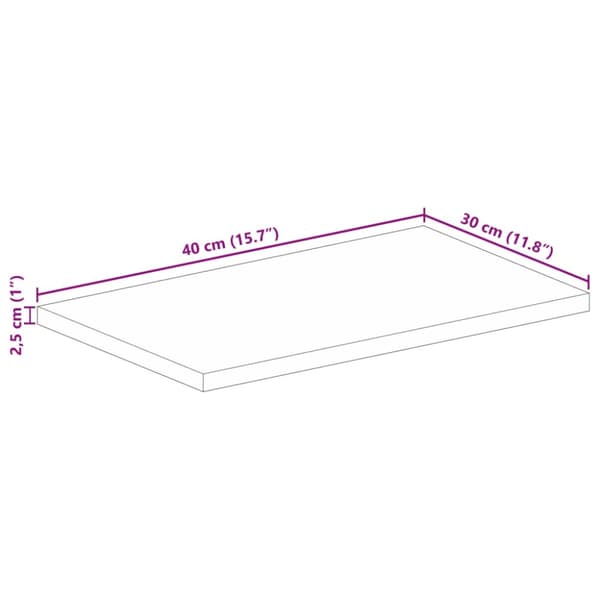 Bordsskiva 40x30x2,5 cm rektangulär massivt mango-trä