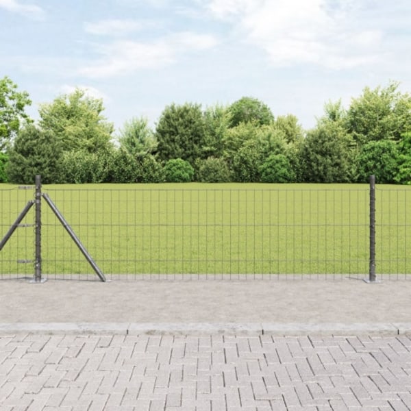 Euro Fence med 7 flansade stolpar 0,4x10 m galvaniserat stål
