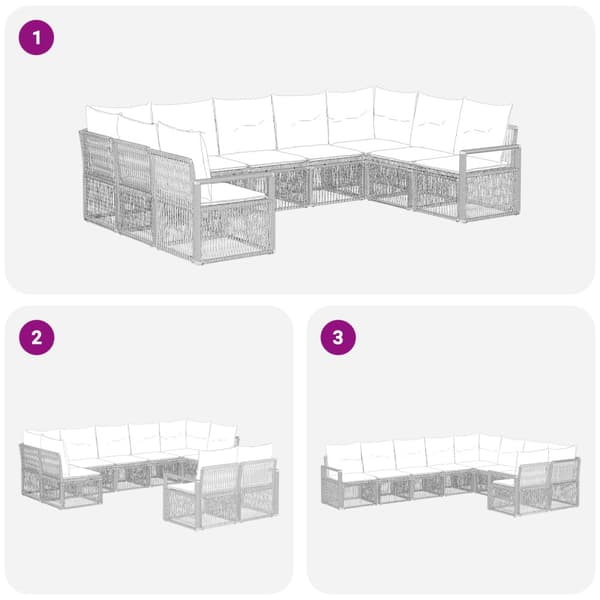 Trädgårdsoffset 9 pcs Svart konstrotting
