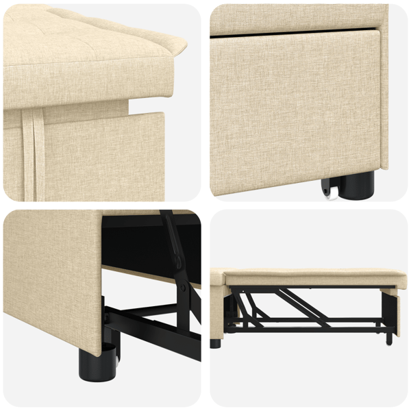 Pull Out Sofa Bed Kräm 194 x 50 x 82 cm tyg